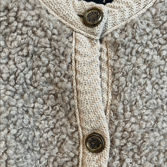 NWT MASSIMO DUTTI Boucle Knit Alpaca Wool Beige Cardigan with Buttons, Size S - Picture 4 of 15